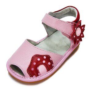 NEW ⭐️ Pink Squeaky Sandal with Red Flowers - Multiple Toddler Sizes